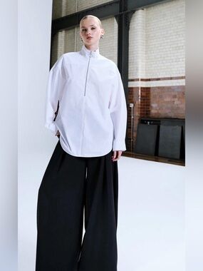 Arket White Zip Front Shirt Oversized